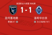 Baccarat-圣何塞地震1-1温哥华白浪，贾德破门，贝尔哈特扳平比分